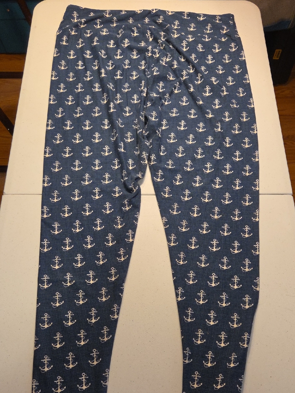LuLaRoe Navy and White Anchor Print Leggings, TC2